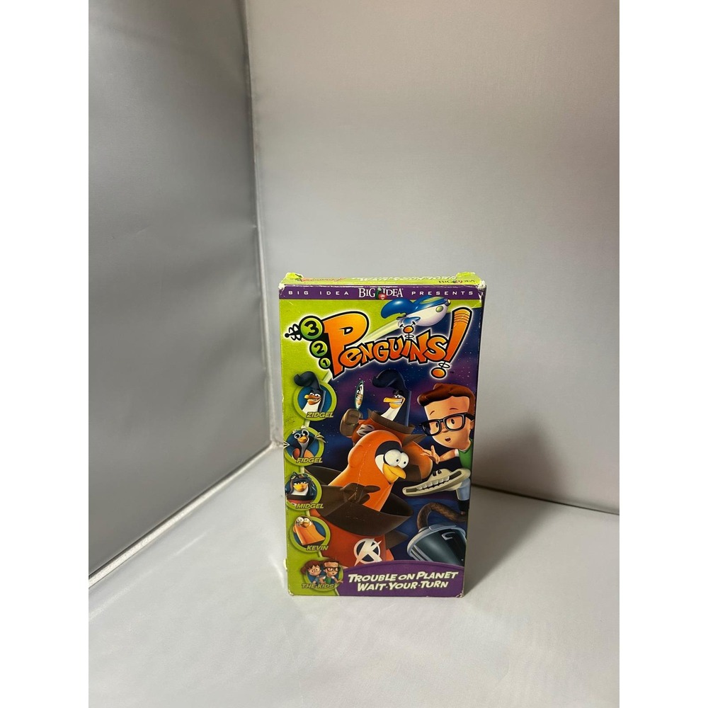 3-2-1 Penguins Trouble on Planet Wait-Your-Turn VHS Big Idea Green Tape W7026